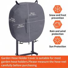 Garden Hose Holder Cover Hose Rack Metal Hose Stand 600D Oxford Cover With Shrink Cord (Gray) - B - View 2