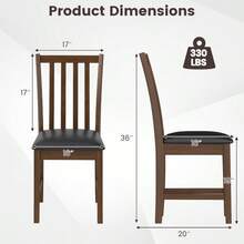 [Free Shipping] Wooden Dining Chair Set Of 2 With Rubber Wood Frame And Padded Seat-Brown-XY478989 - FXCHIGAQ4GI2E1 - View 4