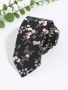 1PC Men's Fashion Casual Vintage Floral Plant Pattern Elegant Tie, Suitable For Party, Date, Daily, Travel, Vacation, Beach - Multicolor - View 2