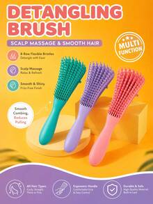 1pc Octopus Comb Hair Massage Straightening Comb Detangling Comb Styling Comb - Multicolor - View 4
