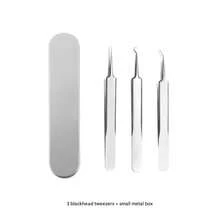 Set Alat Penghilang Komedo Stainless Steel - Kit Ekstraktor Jerawat, Pinset untuk Menghilangkan Jerawat dan Komedo Putih, Alat Pemeras Jerawat - Perak - View 9