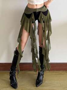 Top Dazzle Asymmetrical Versatile Ribbon Waist Belt For Women - Green - View 2