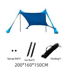 1 pieza Carpa de sombra de lycra para exteriores, refugio solar portátil, adecuada para césped, playa, camping y pesca - Azul - Ver 4