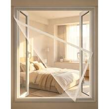 Malla mosquitera autoadhesiva blanca para ventana, barrera de insectos sin costuras, malla de ventana, red de insectos | Malla transparente | Malla para insectos de ventana. Fácil de instalar usted mismo; la barrera de la puerta es transparente. - Ventanas mosquiteras - Ver 2