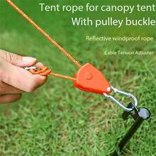 Outdoor Adjustable Reflective Guyline With Pulley, Aluminum Alloy Carabiner Adjustable Tent Guy Rope, Durable Camping Tarp Tension Line - Multicolor - View 4