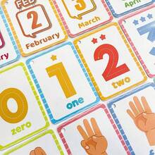 Numbers Connection Flash Cards 36 Pcs Learning Months Of The Year Math Symbols Hand Gestures Teaching Aids For Toddlers Early Education Montessori Materials Back To School - Multicolor - View 3