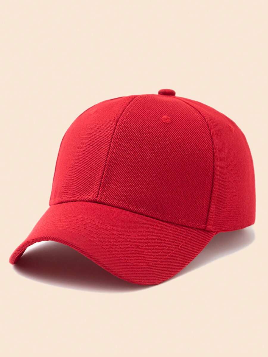 1 pieza Gorra de béisbol casual de unicolor con tamaño ajustable - Rojo - Ver 1
