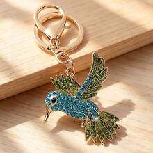 1pc Cute Flying Peace Dove Keychain Creative Rhinestone Small Gift Bird Key Chain Women's Bag Car Pendant Accessory - Bird Keychain - View 3