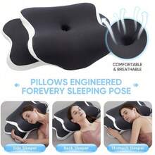 2PCS Adjustable Height Memory Foam Butterfly Neck Pillow, C-Shaped/Dual Height Adjustable, Shoulder And Neck Pillow, Comes With Transparent Cover, Neck Support - Suitable For Side, Back And Stomach Sleepers, Comfortable Sleep, Travel And Home Use, Machine Washable - One Size Fits All - View 5