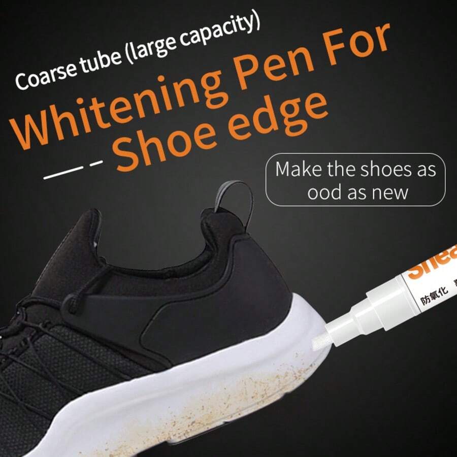 1pc White Shoe Edge Whitening Pen, Repair Pen, Marker Pen, White Shoe Edge Yellowing Removal Whitening Antioxidant Agent, White Shoe Surface Color Touch-Up Paint Pen, Shoe Toe Scuff And Scratch Repair Pen - Multicolor - View 1
