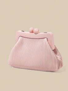 1 Piece White PU Material Flap Clutch Bag With Luxury Metal Decoration, Showing Fashion And Elegance, Suitable For Holding, Carrying, Wearing On The Shoulder Or Crossbody, P - 紫紅色 - 查看 3