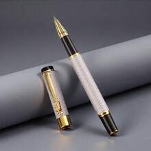 Classic Silver Metal Rollerball Pen With Dragon-Head Detail (0.5mm Fine Tip, Smooth Writing) / Suitable For Business Signatures / Refillable / Unisex Gift / Suitable For Students And Office Use., Back To School - Pen - View 4