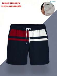 Quần short nam mùa hè in họa tiết, cạp chun, túi xéo, kiểu Hawaii, nhanh khô, lót lưới hai lớp, họa tiết 3D nghệ thuật phối màu tương phản, quần bơi thời trang thường ngày. - Nhiều màu - Xem 3
