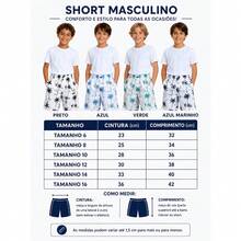 Shorts Infantil Menino Bermuda Juvenil Estampado Tam 6 ao 16 - Azul - Visão 2