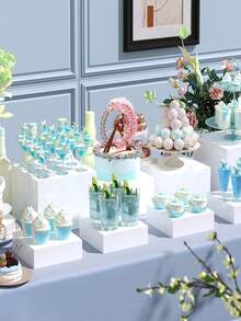1/3/6/8 Stücke Acryl Selbstbedienungs-Buffet Präsentationsständer, Lebensmittel Präsentationsregal, geeignet für Buffet Tisch, Cut Out Boden Dessert Würfel Box, kann horizontal gelagert werden, anwendbar für Feiertage Wohnzimmer, auch geeignet für Party, Hochzeit und andere Feiertags Dessert und Kuchen Präsentation - Weiss - Übersicht 10
