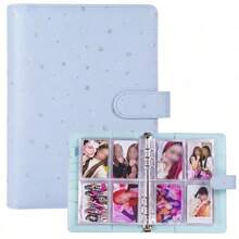 1 Set Candy Color A5 Photo Album With 25pcs 4-Slot Photo Card Pages, 6-Ring Binder, PU Leather Cover, Collection Album Suitable For Home And Office Use, Perfect For Organizing Family Photos - A - View 6