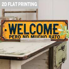 2D Flat Sign, Country Style Welcome Plaque, Iron - Vintage Spanish Theme Wall Decor, 4X16 Inch Iron Sign, Suitable For Cabin, Cafe, Bar, Home - No Electricity Required, Cafe Decoration, 2D Flat (Random Style) - A - View 6