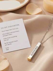 Hidden Message Necklace, Stainless Steel Secret Message Pendant Necklace, Inspirational Jewelry Gift For Women Men, Meaningful Engraved Keepsake - Silver - View 8