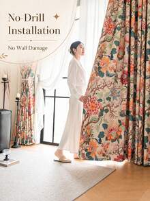 1pc Vintage Floral Print Blackout Curtain, Bohemian Plant & Butterfly Pattern, Thermal Insulated & Light Blocking, Suitable For Living Room And Bedroom - Multicolor - View 4