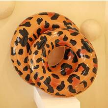 Large Adult Inflatable Pool Float With Handles - Leopard Print Shaped Inflatable Swim Ring, Can Be Used As Photo Prop And Party Decoration, Suitable For Pool Party, Lake, Beach, Adult Summer Outdoor Beach Pool Essential - Multicolor - View 9