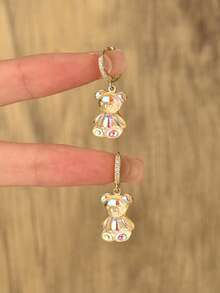1 Pair Cartoon Bear Pendant Earrings, Suitable For Daily Wear, Holiday And Party Gifts - Multicolor - View 4