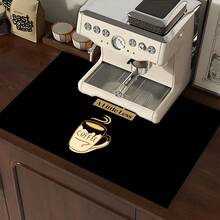 1pc Home Decor Coffee Pattern Printed Dish Drying Mat, Espresso Machine Countertop Absorbent Mat, Sink Drain Mat, Kitchen & Bathroom Supplies - Multicolor - View 3