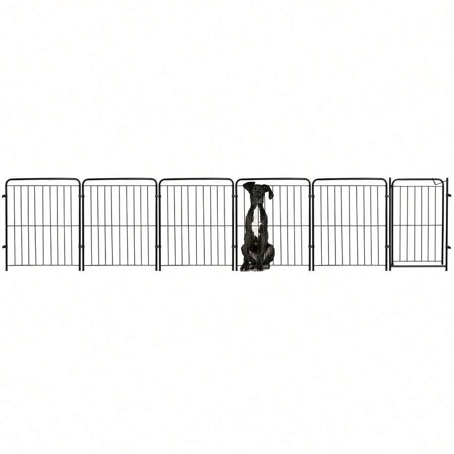 Cercado Grade 392x82cm Portão + 5 Módulos Segurança Pet Cães Cachorro - Preto - Visão 1
