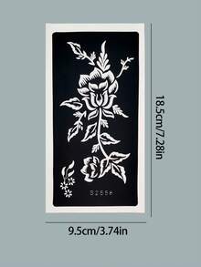 4pcs Vintage Floral Tattoo Stencil Set, Reusable Henna Hollow Stencils, Beginner DIY Body Painting Templates For Daily, Vacation, Wedding - Black - View 11