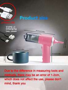 Portable Handheld Car Vacuum Cleaner, Powerful Suction, Wireless Vacuum Cleaner, High Power Dry/Wet Dual Use Vacuum Cleaner, Equipped With Multiple Nozzles, Suitable For Cleaning Cars, Homes, Offices, Pets, 1800mAh, Car Accessories - Pink - View 12