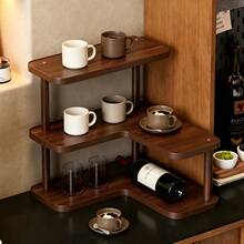 1pc Walnut Color 3-Tier Cosmetic Storage Rack, INS Style Living Room Table Cup Multifunctional Organizer, Kitchen Wine Display Rack, Bedroom Skincare Organizer Display Rack, Office Desk Cup Holder, Suitable For Christmas, Halloween Home Decor, Display Cakes, Wine And More - Multicolor - View 2