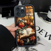 Café, libros, calabaza, patrones creativos personalizados, nueva funda para teléfono modelo "Sky Eye Ladder", divertida, única y elegante, regalo sencillo y moderno para hombres y mujeres, adecuada para iPhone. - (Un color) 1 unidad por paquete - Ver 1