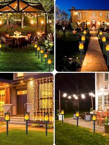 POSE UP 4/6/8/12pcs LED Solar Outdoor Torch Lights, IP44 Waterproof Design, Vivid Flickering Flame Effect, Realistic Flame Glow Creates Great Atmosphere, Suitable For Garden And Outdoor Party Landscape Lighting, Durable - Floor Lamp - View 8