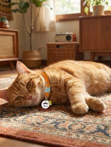 Personalized Soft Corduroy Pet Collar With Sounding Bell And Flower Pendant, Adjustable Buckle Cat Collar, Small Dog ID Tag With Customizable Name Phone Number, Engraved Stainless Steel Pet ID Name Pendants - Multicolor - View 8