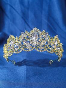 1pc Women's Elegant Baroque Crystal Crown, Bridal Wedding Headpiece, Embellished With Rhinestones - Fashionable Zinc Alloy Headpiece, Suitable For Weddings, Proms And Birthdays - Multicolor - View 8