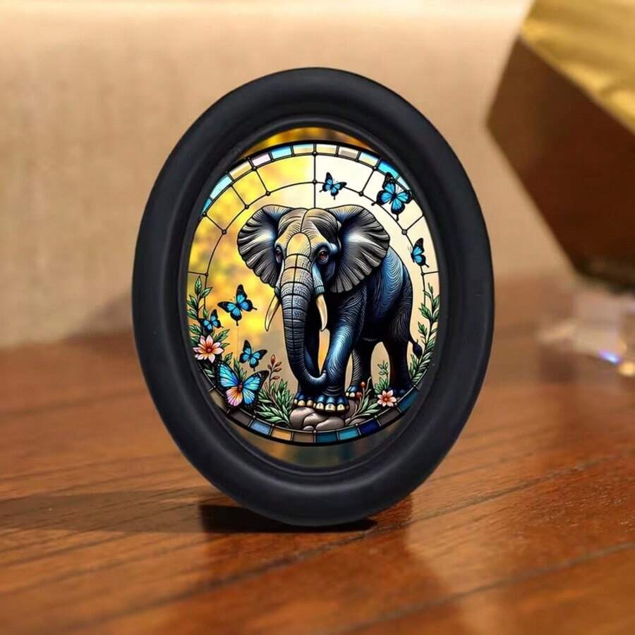 1件黑色哥德式復古橢圓相框，手工藝藝術品，適合居家辦公室與節日裝飾，收藏家理想禮物，無需鑽孔
