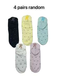 5 Pairs Random Sweet Cute Bow Low-Cut Odor-Resistant Versatile Shallow Ankle Socks - Multicolor - View 5