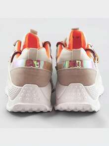 Women's Sneakers With Double Laces, Sports Shoes, Laces, Imitation Leather. - Beige - View 6