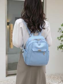 Dedoo Women's Colorblock Large Capacity Backpack With Laptop Compartment, Casual Travel School Bag, Suitable For School, Office And Outdoor - Blue - View 7