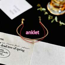 1pc Luxury New Chinese Style Double Layer Single Diamond Red String Bracelet For Women, Exquisite High-End Niche Personalized Design Anklet Jewelry - Red - View 6