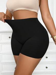 Bóxer tipo brief para mujer multicolor 2 en 1 de cintura alta sin costuras anti-exposición ajustado elástico transpirable y cómodo - Negro - Ver 4