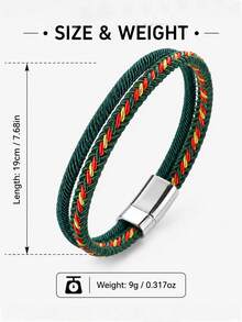 1pc Double Layer Colorful Woven Nylon Rope Bracelet, Magnetic Buckle Woven Rope Wristband, Multiple Colors Available, Handmade, Durable, Suitable For Men And Women, Suitable For Daily Casual And Outdoor Activities - Colorful Double-layer Bracelet - View 9