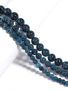 1 String Blue Tortoise Pattern Agate Beads 6/8/10mm Diy Jewelry Making Clavicle Chains Bracelets Peace Blessings Diy Beads Accessories - Blue and Black - View 5