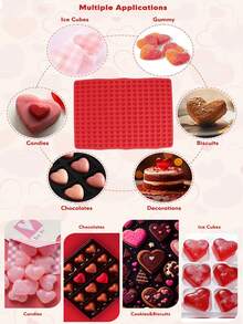 255-Cavity Small Heart Mold Set, Red Mini Heart-Shaped Mold, Multi-Cavity Candy Mold, Multi-Functional Silicone, Non-Stick Easy Release, Heat-Resistant, Reusable, Soft Silicone Baking Tray DIY Baking Tool, Suitable For Chocolate Making, Soft Candy, Jelly, Wax Sheets, Aromatherapy, Handmade Soap, Valentine's Day DIY, Home Baking, Market Candy - Multicolor - View 7