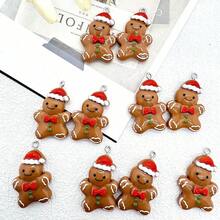 5/10pcs Christmas Hat Men's Gingerbread Man Charm Resin Pendant - Cartoon Christmas Decoration - Gingerbread Man Cookie Design, With Hanging Hole - Suitable For DIY Jewelry, Earrings, Necklaces, Keychains And Bag Charms, Holiday Decoration - Pendants - View 4