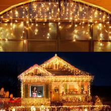 3.5-40M LED Icicle String Lights Christmas Curtain Fairy Lights Garland Remote Outdoor For New Year Wedding Street Holiday Decoration - 歐規C型插(220-240V) - 查看 2