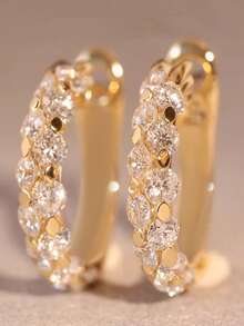 1 Pair Kids Fashion Cubic Zirconia Hoop Earrings For Girls For Daily Decoration For Party Jewelry Gift - Gold - View 7