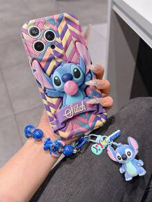 Disney Has Authorized, Phone Case - Chain Set, The Stitch Lilo & Stitch 3D Phone Case Plus A Silicone 3D Stitch Bracelet With Metallic Ring Removable Bracelet, Stitch And Angel Pattern, Compatible With Iphone17/16/15/14/13/12/24/XS/XR/X Plus Pro Max, A Stylish Cartoon Phone Case, The Perfect Gift Choice, Phone Protection, Durable Phone Cover, Great Gift For Friends And Family. - 白色 - 查看 1