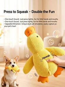 1pc Dog Squeaky Toy, Duck With Squeaker, Durable Chew Toy For Pets Who Love To Chew, Interactive Duck Comfort Toy, Suitable For Puppy Teething, Machine Washable Pet Toy, Dog Toy Companion Duck, Durable Chew Squeak Boredom Relief Toy For Small And Medium Dogs - Multicolor - View 9