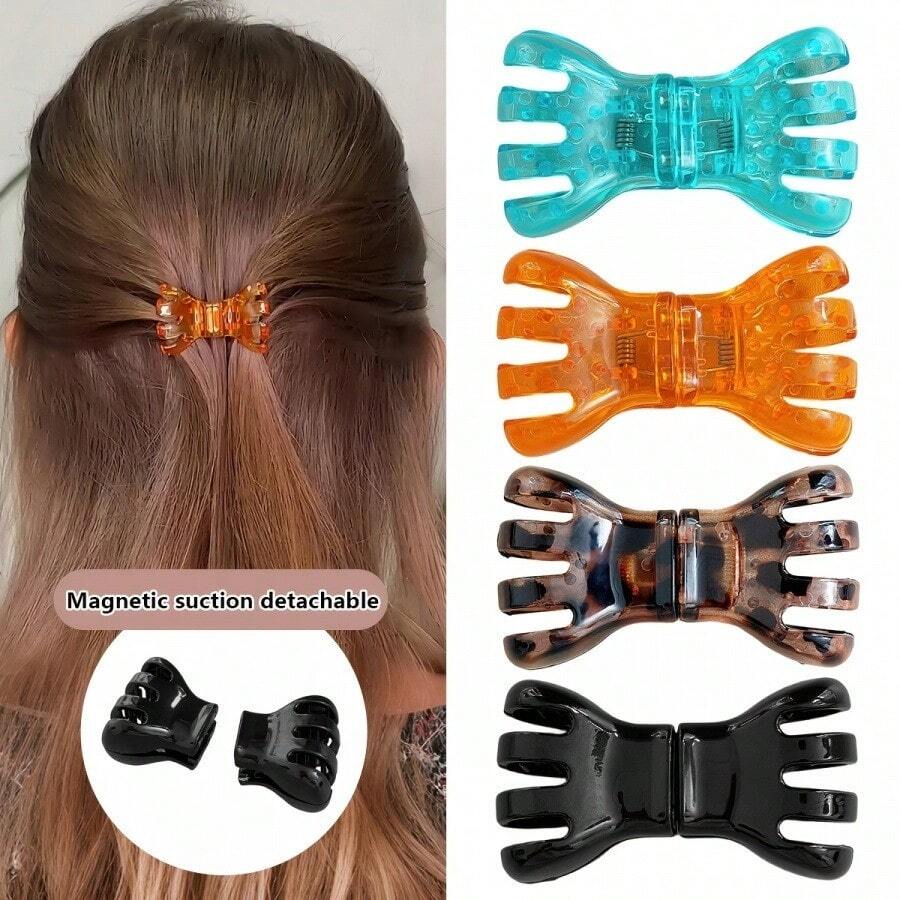 1 Pc Smart Magnetic Detachable Bow Hair Clip - Removable Alligator Clip For Half-Up Hairstyle & Fringe, Versatile For Dates, Beach Vacations, Parties & Performances, Age-Defying Hair Accessory, Great Gift Idea