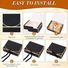1/8/16Pcs  Luxury Gold Foil Gift Box With Ribbon, Wedding Favor Box, Bridesmaid Gift Packaging, - View 7